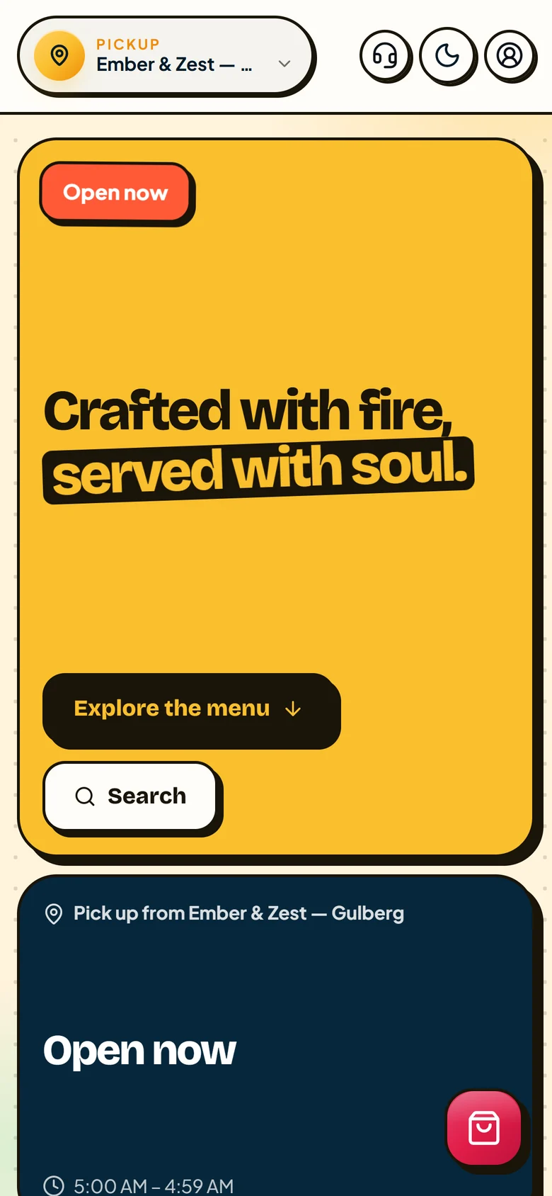Storefront in the Sunlit Bento design on a phone